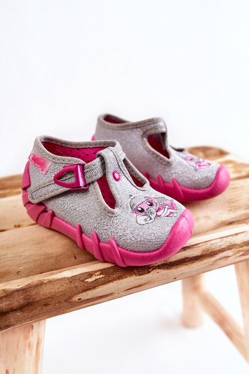 Buty Papcie Befado Słoniki 110N454 Szaro-Różowe