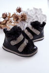 Children's Warm Leather Snow Boots Black Leela 