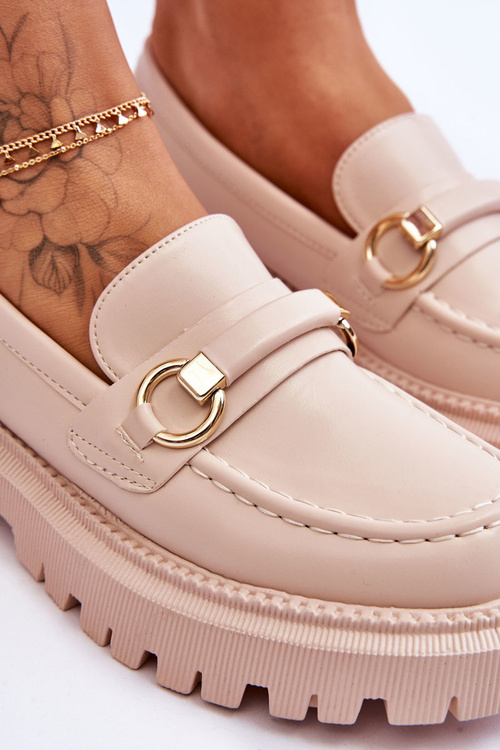 Women's Loafers On A Massive Platform Beige Calypso
