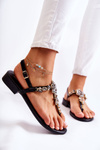 Women's Sandals Flip-flops With Cubic Zirconia Black Solea
