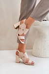 Embellished sandals on a heel beige Delariona
