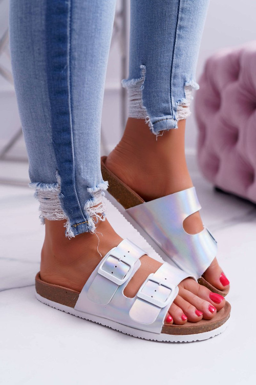 Women's Silver Flip Flops Big Star DD274134