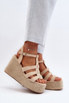 Wedge Sandals with Woven Detail Beige Gnosis