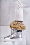 Women's Lace-up Snow Boots Silver Santero