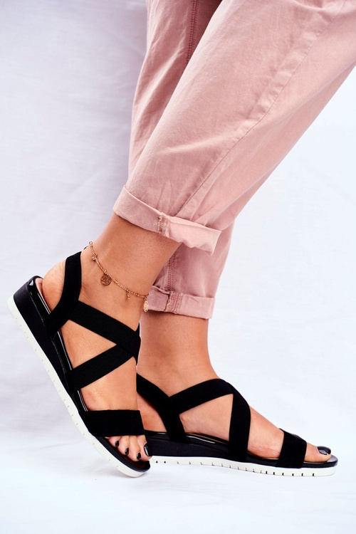 Women's Sandals On Wedge Slip On Black Harper