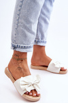 Fashionable women's slippers with a bow white Estera