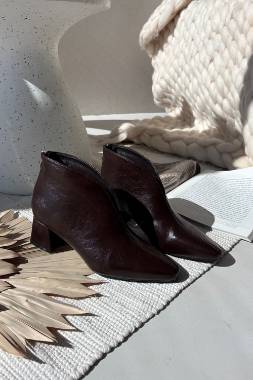 Eco Leather Women's Ankle Boots On Heel Chocolate Rylina