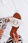 Eco Leather Flat Women's Sandals With Decorative Detail White Frelie