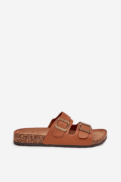 Women's sandals on cork platform with buckles Camel Vesina
