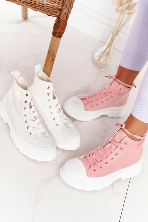 Women's High Sneakers On A Chunky Sole Pink Trissy