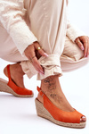 Suede Wedge Sandals Orange Elsie