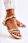 Women's Suede Sandals With A Chain Beige Norine
