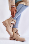 Suede insulated boots with a zipper with pearls beige Raiso
