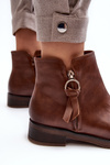 Women's Leather Flat Boots Brown Vasica