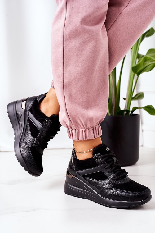 Sneakersy Na Koturnie Czarne Temida