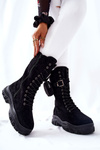Suede Platform Boots With Pouch Black Issanti