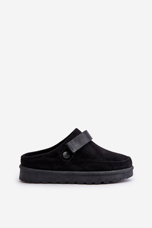 Women's Slippers Insulated With Fur On Platform Black Azida