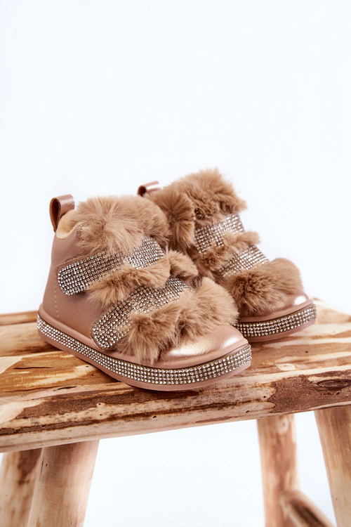 Children's Warm Leather Snow Boots Gold Leela
