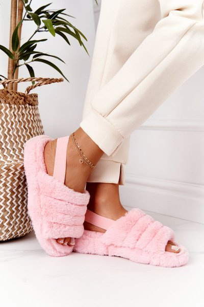 Furry Slippers On The Platform Light Pink Snowflake