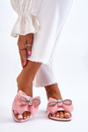 Women's Slippers With Bow And Rhinestones Pink Jolene
