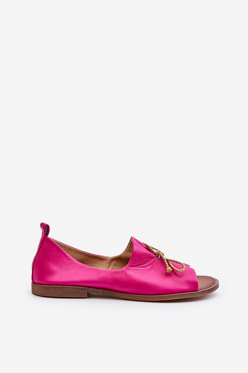 Zazoo 2660 Women's Leather Ballerina Flats Fuchsia