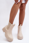 Leather Boots Ankle Boots with Zip Beige Pitrese