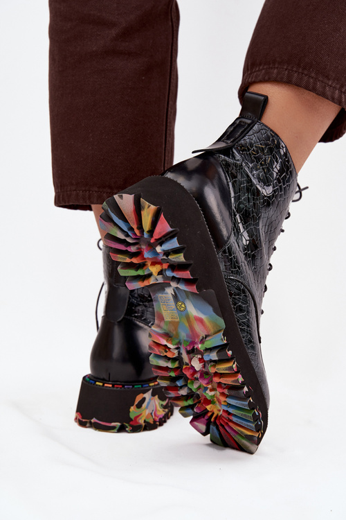 Leather Patent Leather Women's Ankle Boots Artiker 57C0065 Gray