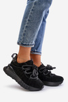 Damskie Zamszowe Sneakersy Grube Sznurowanie Platforma Czarne Artiker 54C1464 