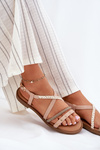 Flat Sandals With Decorative Straps Vinceza 17379 Beige