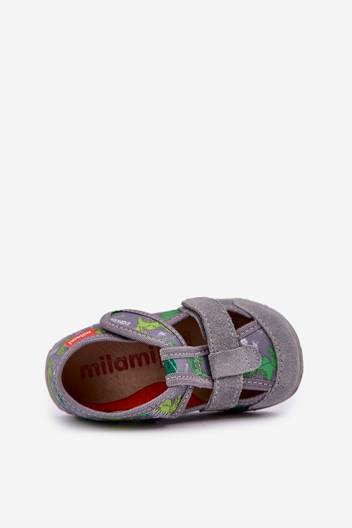 Slippers Milami Children's With Velcro In Dinosaurs Gray-Green Reathiana