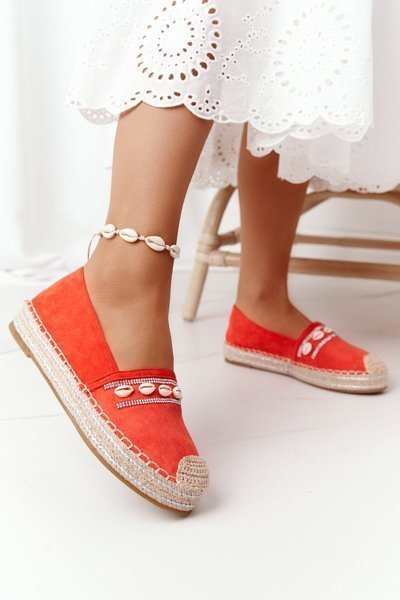 Espadrilles On A Platform With Shells Coral Seashell