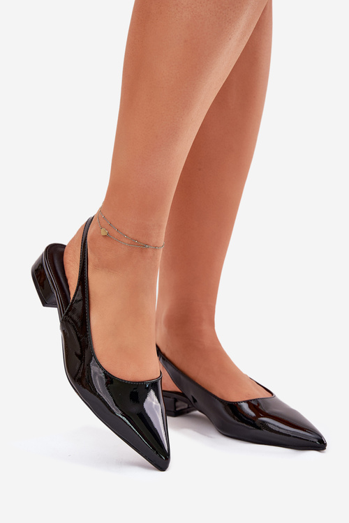 Lacquered Ballerinas On Low Heel Black Testori