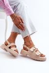 Women's Sandals with Buckles Eco Leather Beige Konanttia