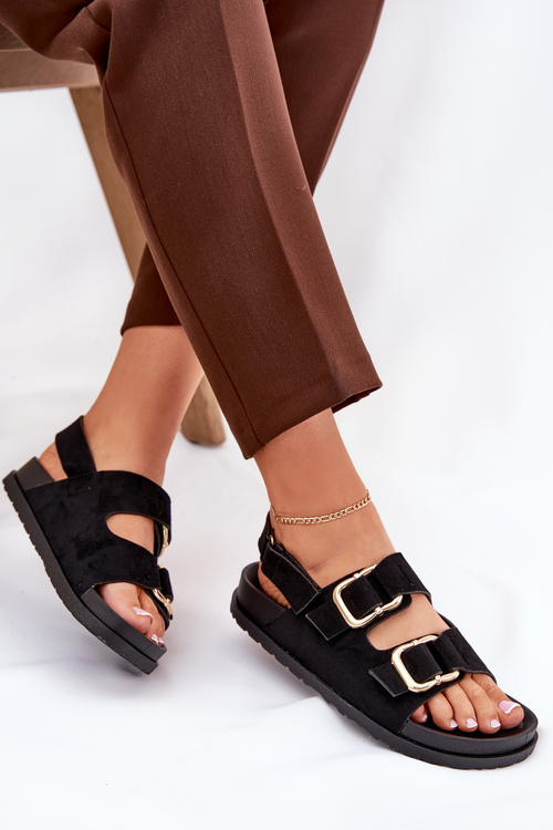 Women Sandals With Buckles Black Seladith