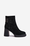 Suede Ankle Boots On Heel Insulated D&A CR42-106 Black