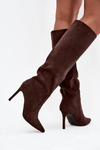 Insulated Women's Boots on Heel Eco Suede Chocolate Rosavine