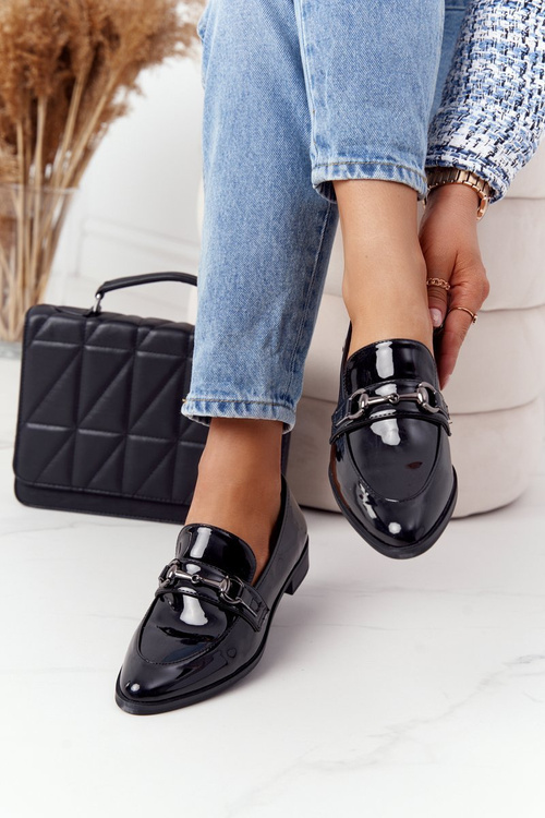 Elegant Women's Loafers S.Barski Patent Black