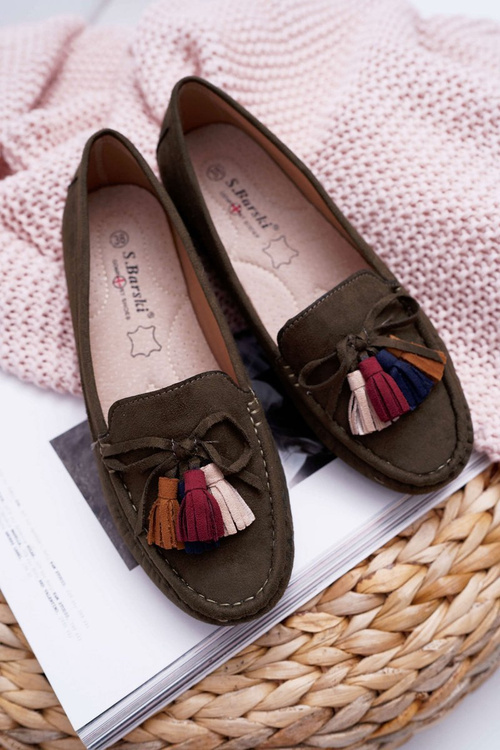 Women's Khaki Suede Moccasins S.Barski A199 Mohabe