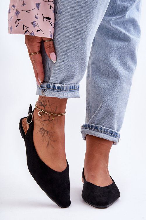 Women's Suede Ballet Flats Black Kenra