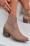 Cowboy Boots With Zipper Eco Suede Perforated Beige S.Barski HY51-061