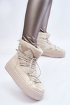 Women's Fashionable Lace-up Snow Boots Light beige Carrios