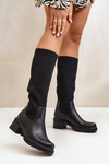 Kozaki Wsuwane Elastyczna Cholewka Przed Kolano Czarne Vaimi