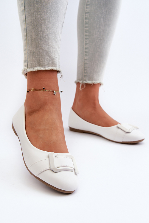 Ballerinas With Strap And Embellishment Eco Leather White Cadwenla