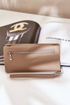 Large Ladies Wallet With Embossing Eco Leather Dark Beige Martiel