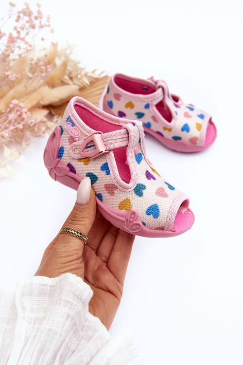 Heart Slippers Papcie Befado 213P140 Pink