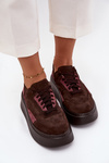 Women's Sneakers Made of Genuine Suede on Platform Zazoo N1265S3 Chocolate
