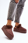 Women's Slippers On Platform With Fur Brown Linaris