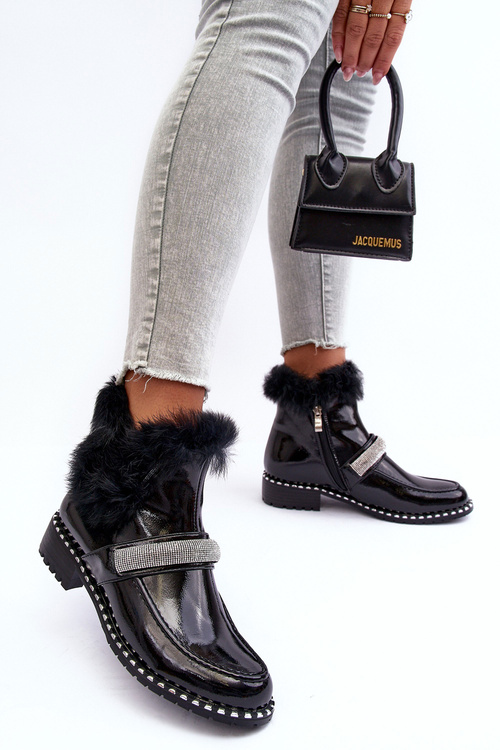 Women's Flat Heel and Platform Ankle Boots Black Linestta