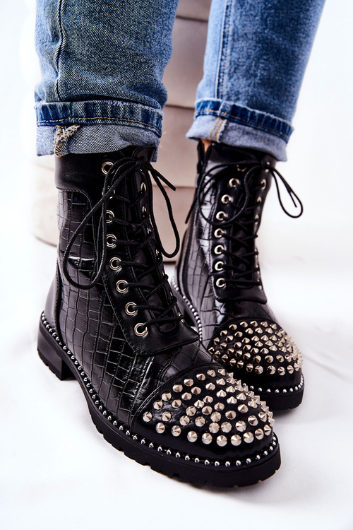 Zipped studded boots Black Sorela