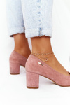 Suede Pumps On A Block Heel Sergio Leone PB178 Pink